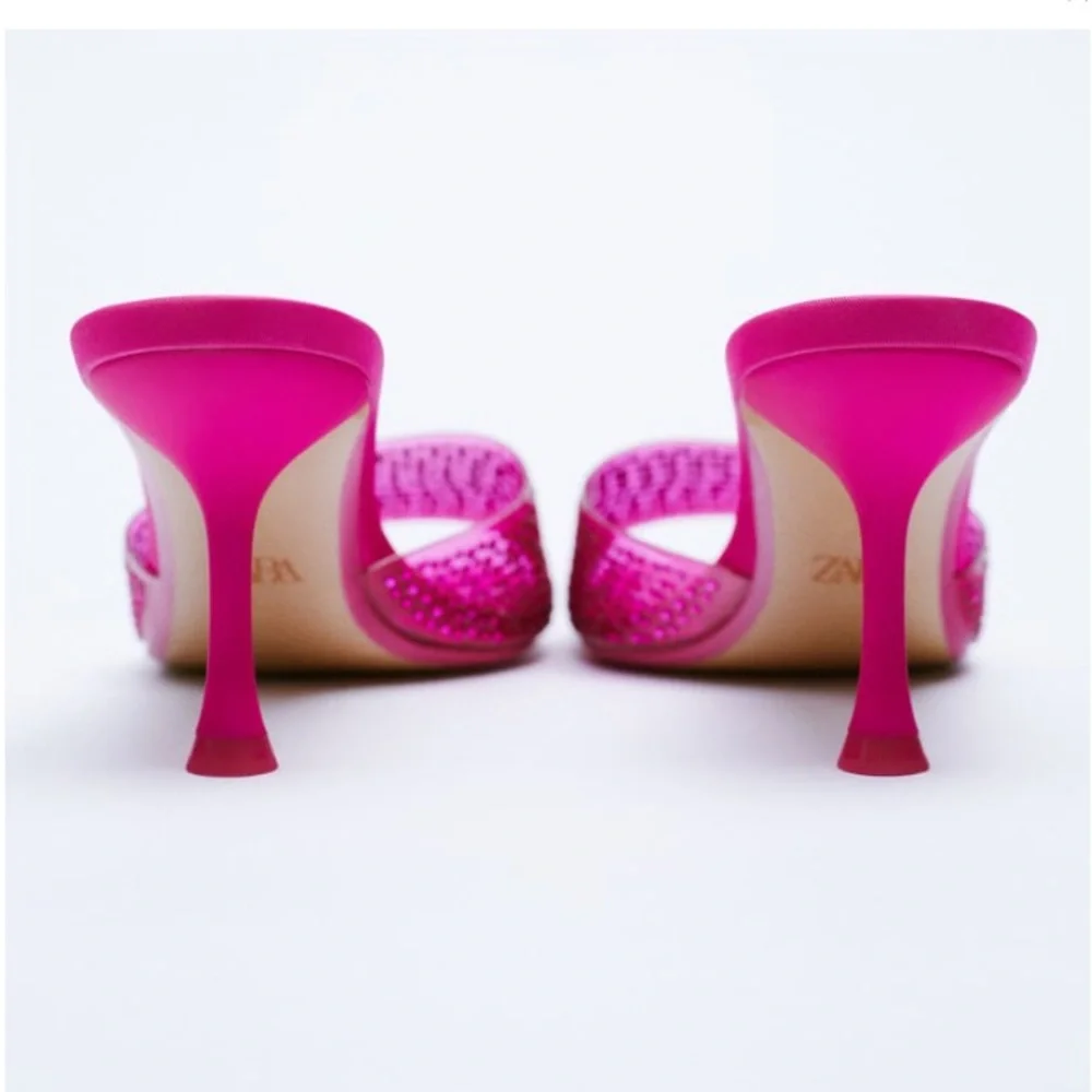Zara SPARKLY VINYL PINK FUCHSIA SANDALS sz.8 - Picture 4 of 12